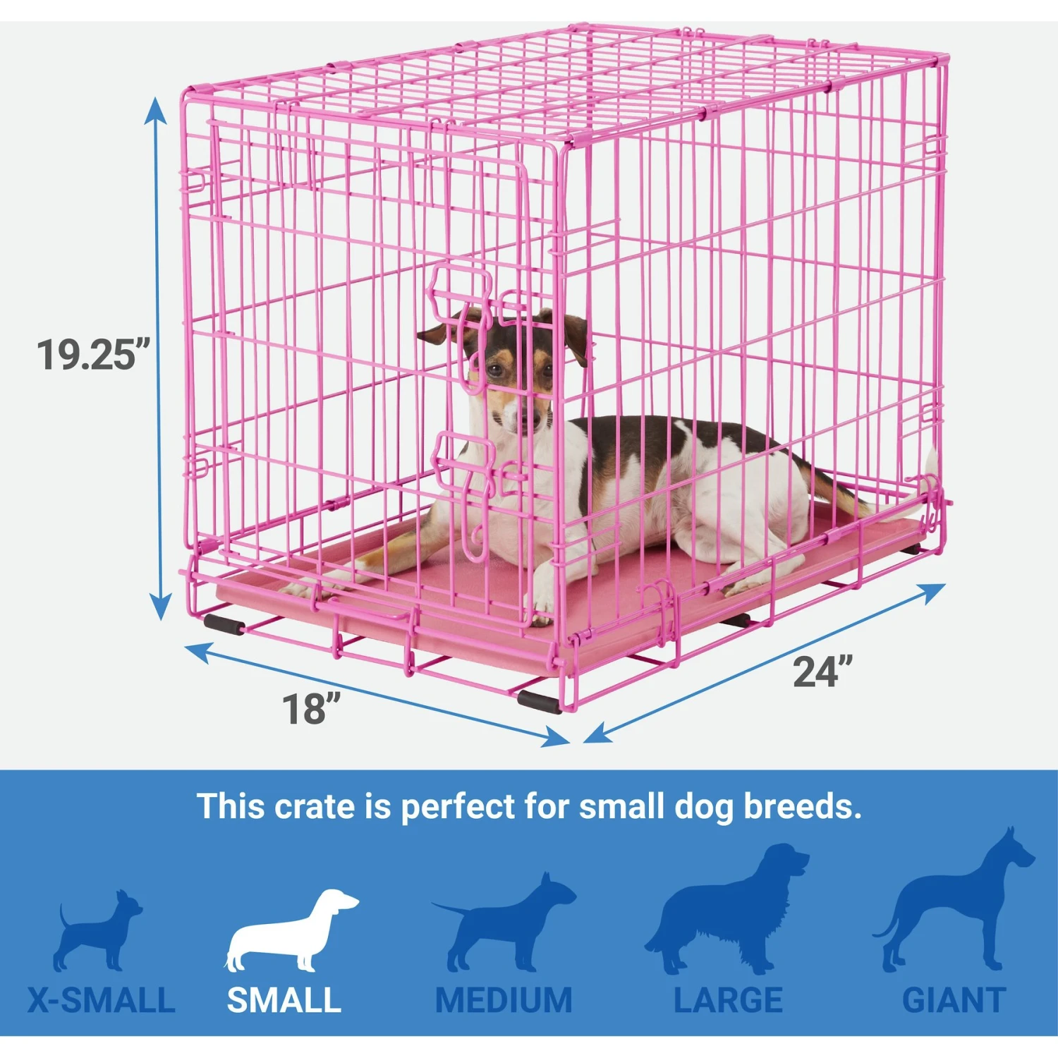 Frisco Fold & Carry Single Door Collapsible Wire Dog Crate, Pink 2 Frisco Fold & Carry Single Door Collapsible Wire Dog Crate, Pink - Image 2