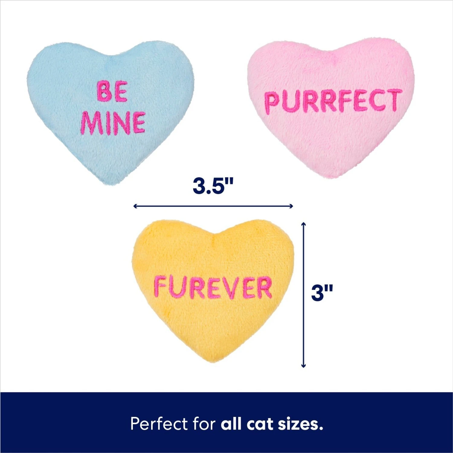 Frisco Candy Hearts Plush Cat Toy With Catnip, 3 Count 2 Frisco Candy Hearts Plush Cat Toy With Catnip, 3 Count - Image 2