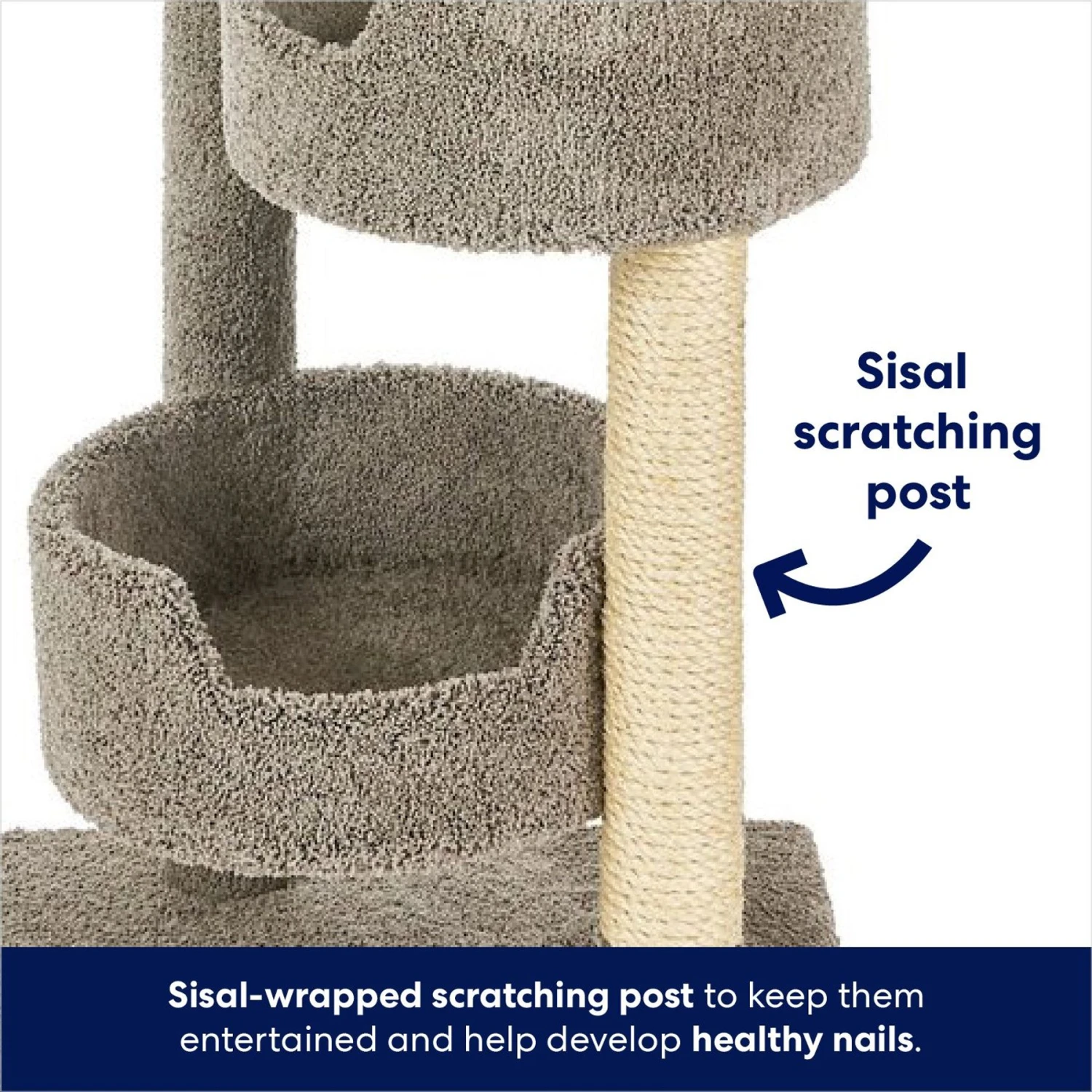 Frisco 65-in Real Carpet Wooden Cat Tree 4 Frisco 65-in Real Carpet Wooden Cat Tree - Image 4