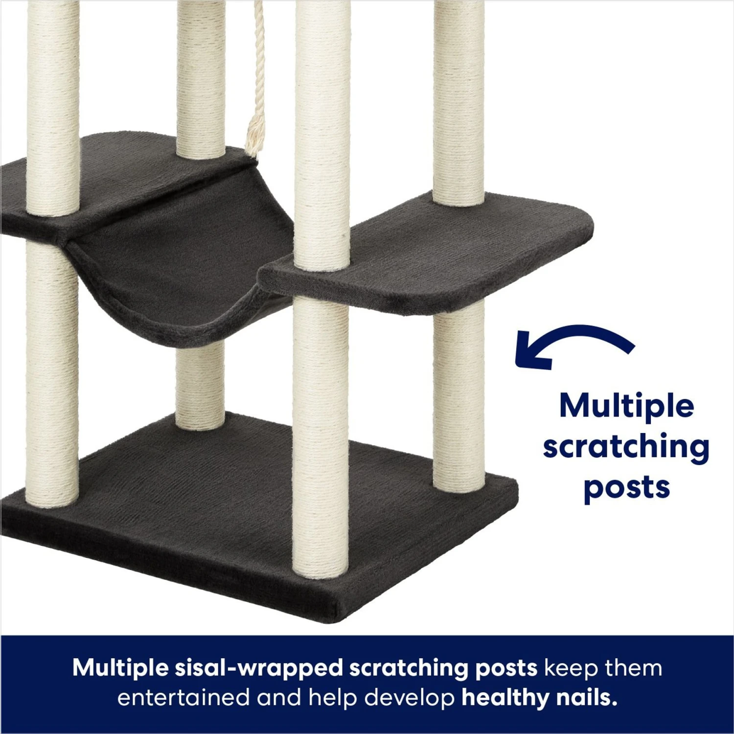 Frisco 73-in Cat Tree With Hammock, Condo, Lounge Basket, Top Perch & Bed 5 Frisco 73-in Cat Tree With Hammock, Condo, Lounge Basket, Top Perch & Bed - Image 5