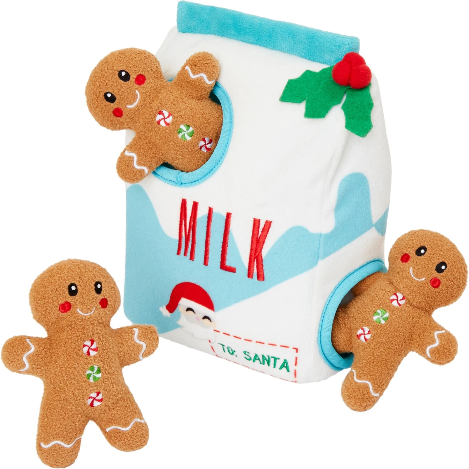 Frisco Holiday Milk & Gingerbread Cookies Hide & Seek Puzzle Plush Squeaky Dog Toy 1 Frisco Holiday Milk & Gingerbread Cookies Hide & Seek Puzzle Plush Squeaky Dog Toy