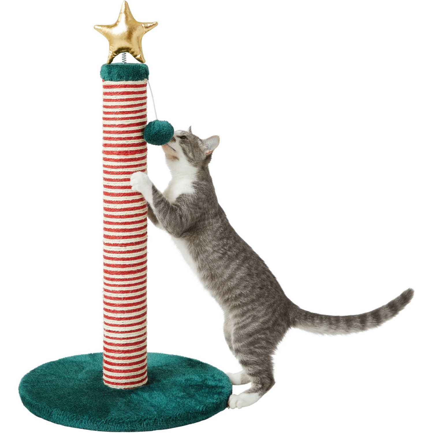 Frisco Holiday 29.5-in Candy Cane Sisal Cat Scratching Post With Toy 3 Frisco Holiday 29.5-in Candy Cane Sisal Cat Scratching Post With Toy - Image 3