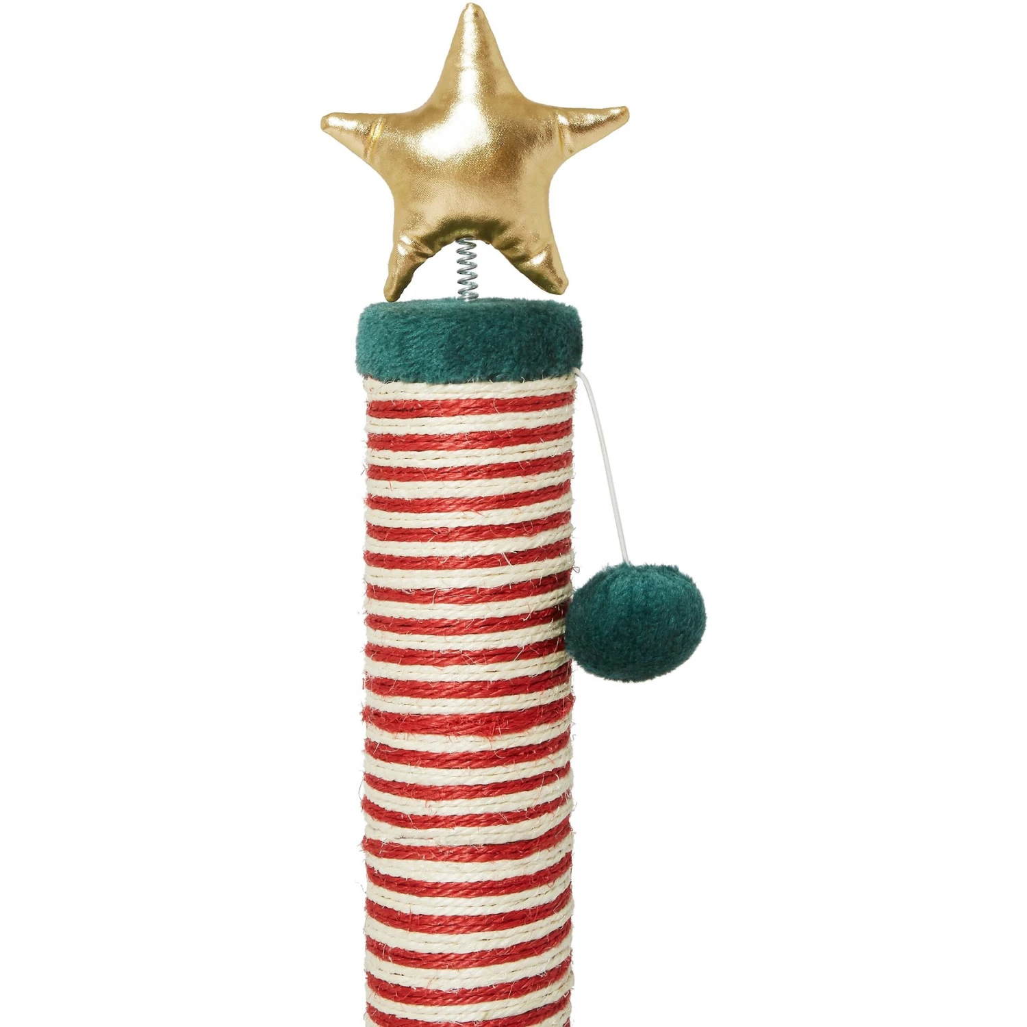 Frisco Holiday 29.5-in Candy Cane Sisal Cat Scratching Post With Toy 4 Frisco Holiday 29.5-in Candy Cane Sisal Cat Scratching Post With Toy - Image 4