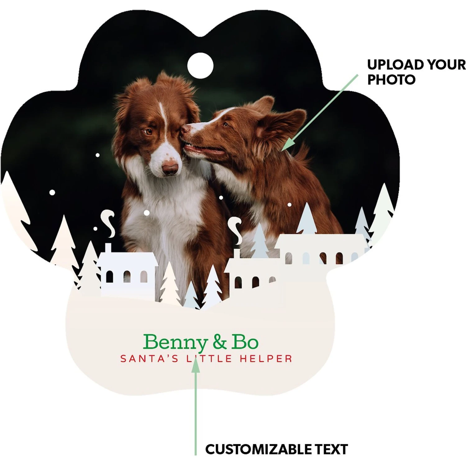 Frisco Winter Town Paw Shape Metal Personalized Dog & Cat Holiday Ornament 2 Frisco Winter Town Paw Shape Metal Personalized Dog & Cat Holiday Ornament - Image 2