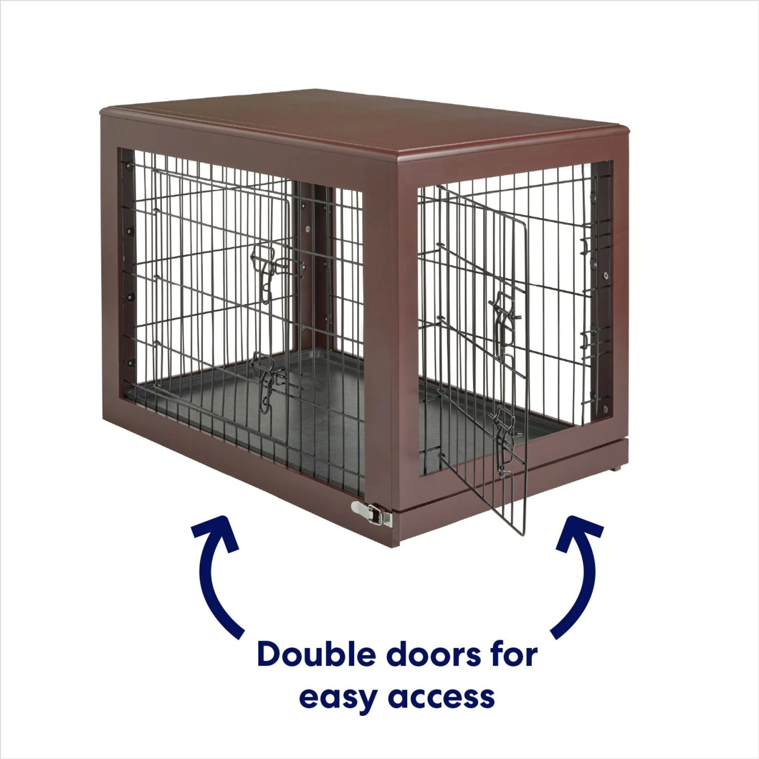 Frisco Double Door Furniture Style Dog Crate, Brown 3 Frisco Double Door Furniture Style Dog Crate, Brown - Image 3
