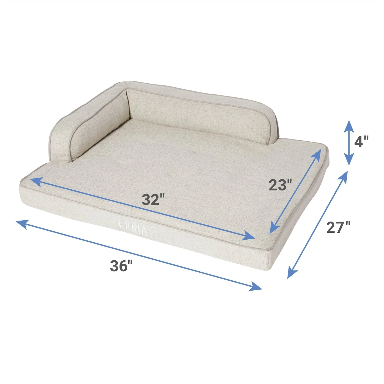 Frisco Faux Linen Corner Personalized Bolster Dog Bed W/Removable Cover 2 Frisco Faux Linen Corner Personalized Bolster Dog Bed W/Removable Cover - Image 2