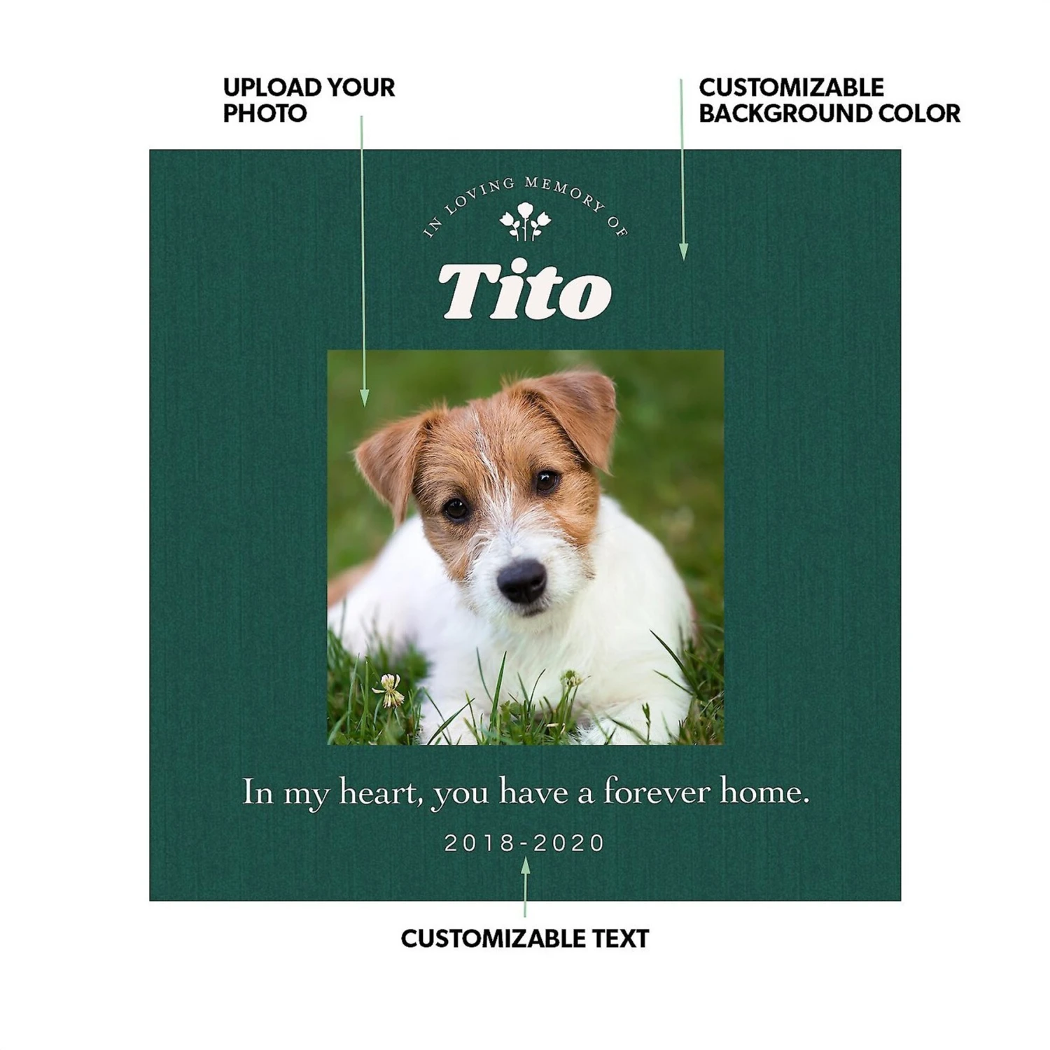 Frisco Personalized "Forever Home" Memorial Ceramic Photo Tile With Stand, 8" X 10" 2 Frisco Personalized "Forever Home" Memorial Ceramic Photo Tile With Stand, 8" X 10" - Image 2
