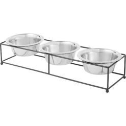 Frisco Multi Pet Feeding 3-Bowls Straight Stainless Steel Dog & Cat Bowl