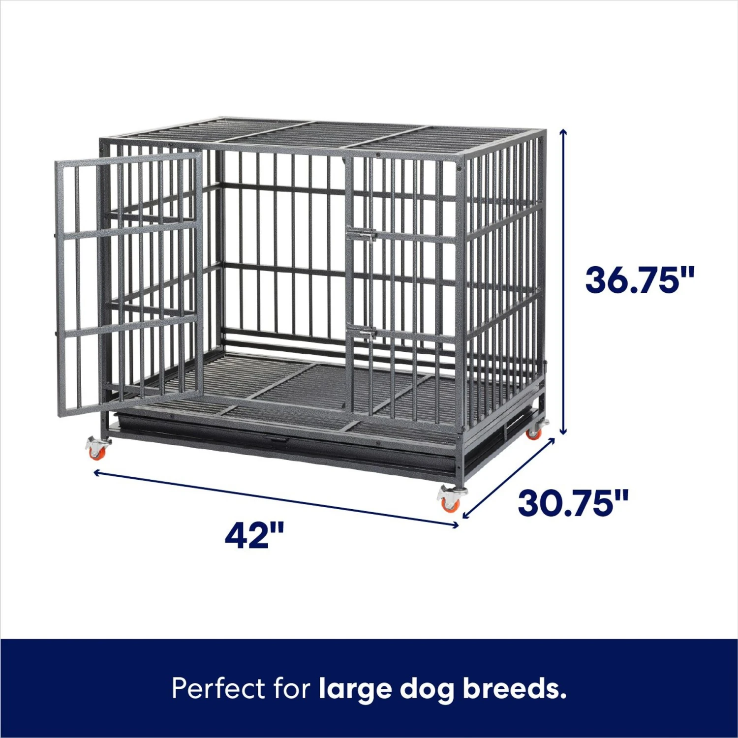 Frisco Ultimate Foldable & Stackable Heavy Duty Steel Metal Single Door Dog Crate 2 Frisco Ultimate Foldable & Stackable Heavy Duty Steel Metal Single Door Dog Crate - Image 2