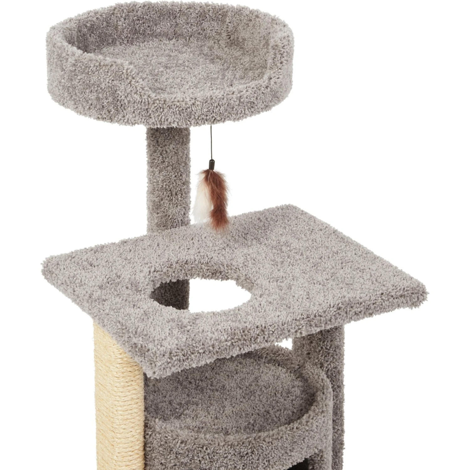Frisco 37-in Real Carpet Cat Tree With Condo, Grey 3 Frisco 37-in Real Carpet Cat Tree With Condo, Grey - Image 3