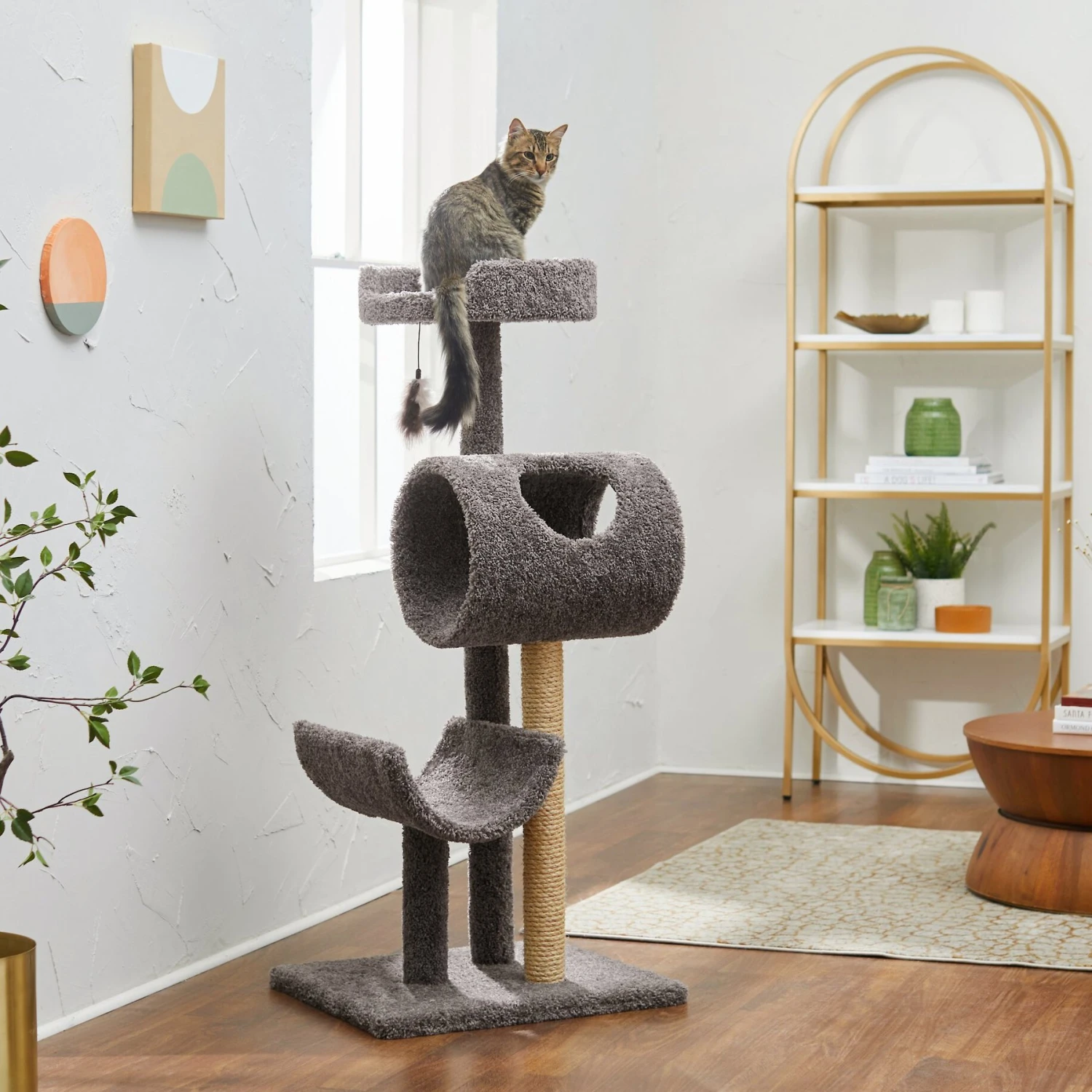 Frisco Real Carpet Cat Tree With Tunnel 1 Frisco Real Carpet Cat Tree With Tunnel