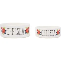 Frisco Flower Ceramic Personalized Dog Bowl -Frisco 286985 PT5. AC SS1800 V1625860262