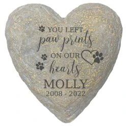 Frisco "Paws On Our Hearts" Heart Personalized Dog & Cat Memorial Garden Stone