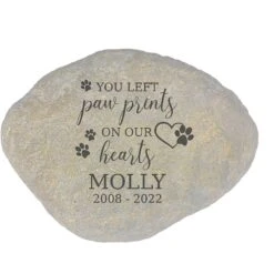 Frisco "Paws On Our Hearts" Personalized Dog & Cat Memorial Garden Stone
