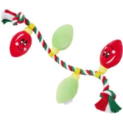 New Products 15 Frisco Holiday Lights Plush With Rope Squeaky Dog Toy