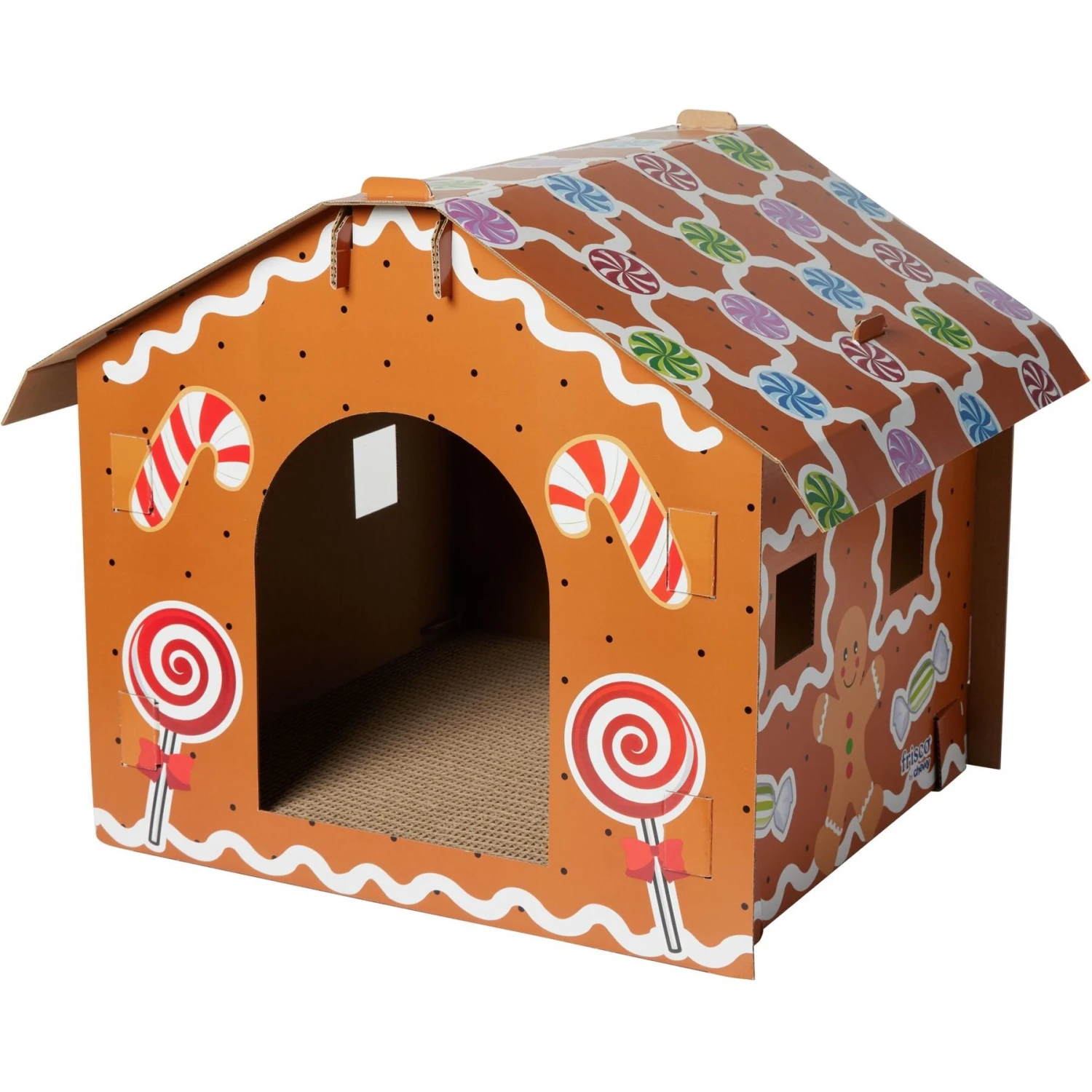 Frisco Holiday Gingerbread House Cardboard Cat House Cat Toy 1 Frisco Holiday Gingerbread House Cardboard Cat House Cat Toy