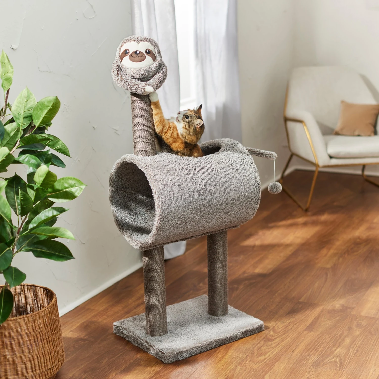Frisco Animal Series Cat Tunnel With Scratching Post, Sloth 1 Frisco Animal Series Cat Tunnel With Scratching Post, Sloth