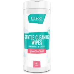 Frisco Gentle Cleaning Waterless Grooming Wipes For Puppies & Kittens, Green Tea Scent