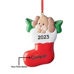 Frisco Dog In Stocking Resin Personalized Ornament -Frisco 295085 PT4. AC SS1800 V1697131876