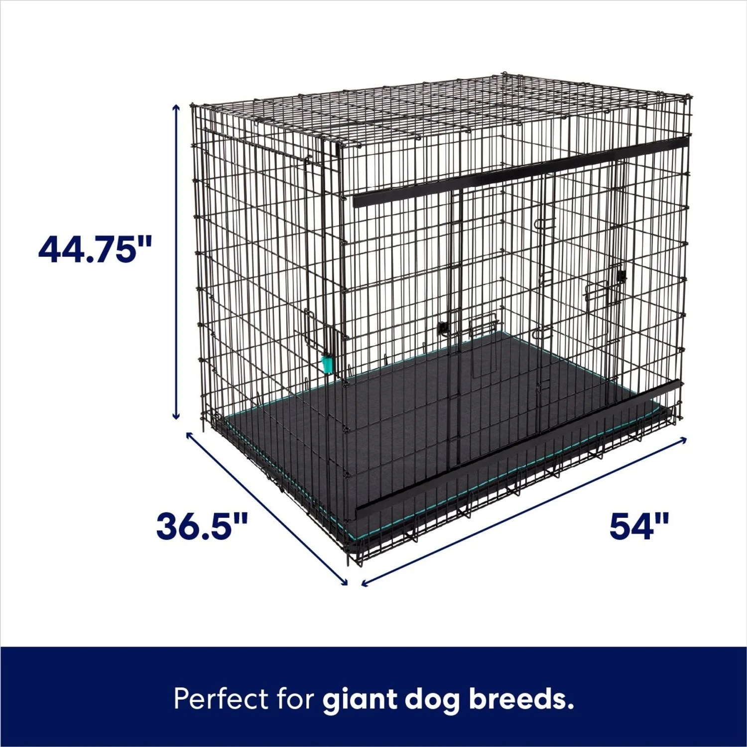 Frisco Heavy Duty Enhanced Lock Sliding Double Door Fold & Carry Wire Dog Crate & Mat Kit, 54 Inch 2 Frisco Heavy Duty Enhanced Lock Sliding Double Door Fold & Carry Wire Dog Crate & Mat Kit, 54 Inch - Image 2