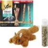 Sheba Meaty Tender Sticks Tuna Flavor Soft Adult Cat Treats & Frisco Squirrel Plush Cat Toy With Refillable Catnip
