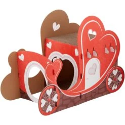 Frisco Valentine Love Carriage Cardboard Cat House, 2-Story