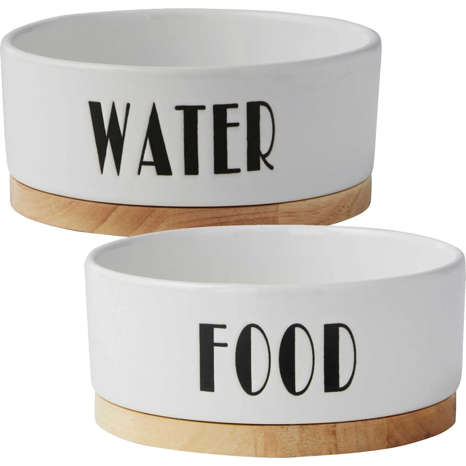 Frisco Ceramic Water Dog & Cat Bowl With Wood Base & Frisco Ceramic Food Dog & Cat Bowl With Wood Base 1 Frisco Ceramic Water Dog & Cat Bowl With Wood Base & Frisco Ceramic Food Dog & Cat Bowl With Wood Base