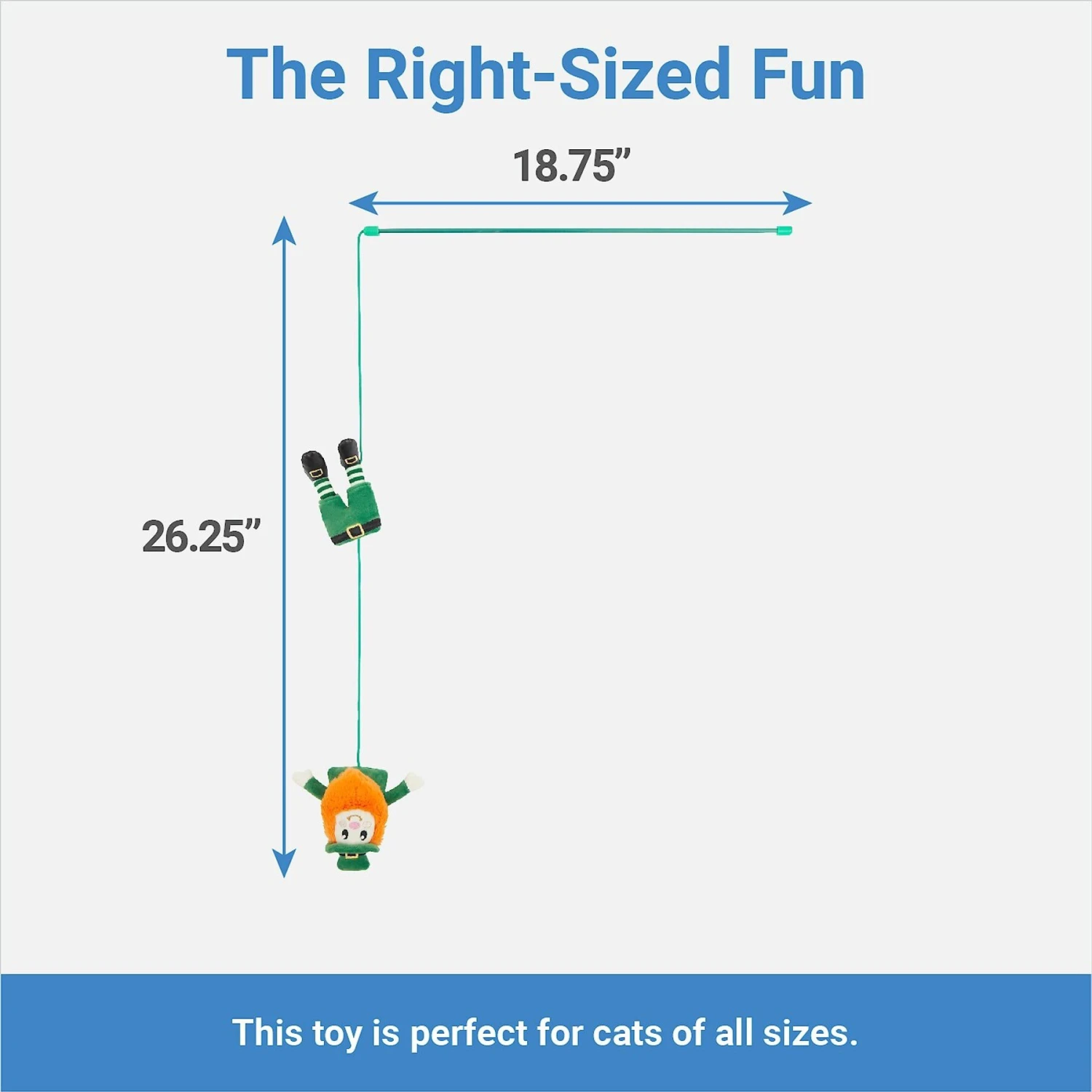 Frisco St. Patrick's Leprechaun Teaser Wand Cat Toy With Catnip 2 Frisco St. Patrick's Leprechaun Teaser Wand Cat Toy With Catnip - Image 2