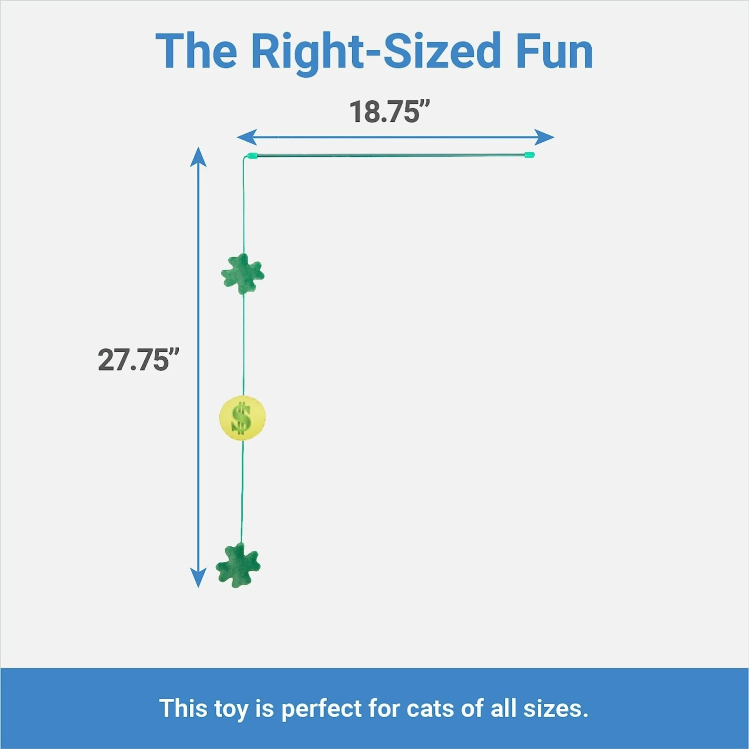 Frisco St. Patrick's Shamrock Teaser Wand Cat Toy With Catnip 2 Frisco St. Patrick's Shamrock Teaser Wand Cat Toy With Catnip - Image 2