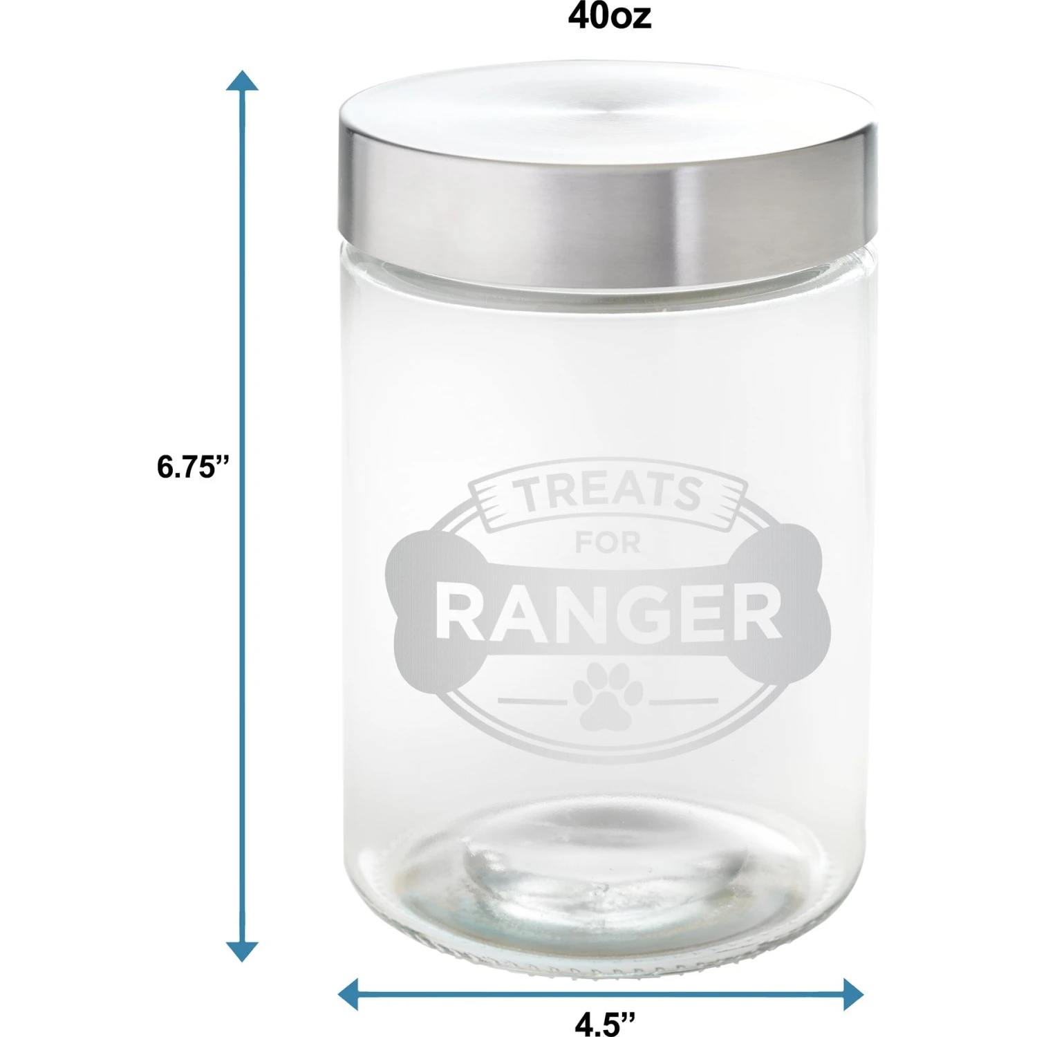 Frisco "Doggie Treats" Glass Personalized Treat Jar With Lid, 5 Cup, 40oz 2 Frisco "Doggie Treats" Glass Personalized Treat Jar With Lid, 5 Cup, 40oz - Image 2