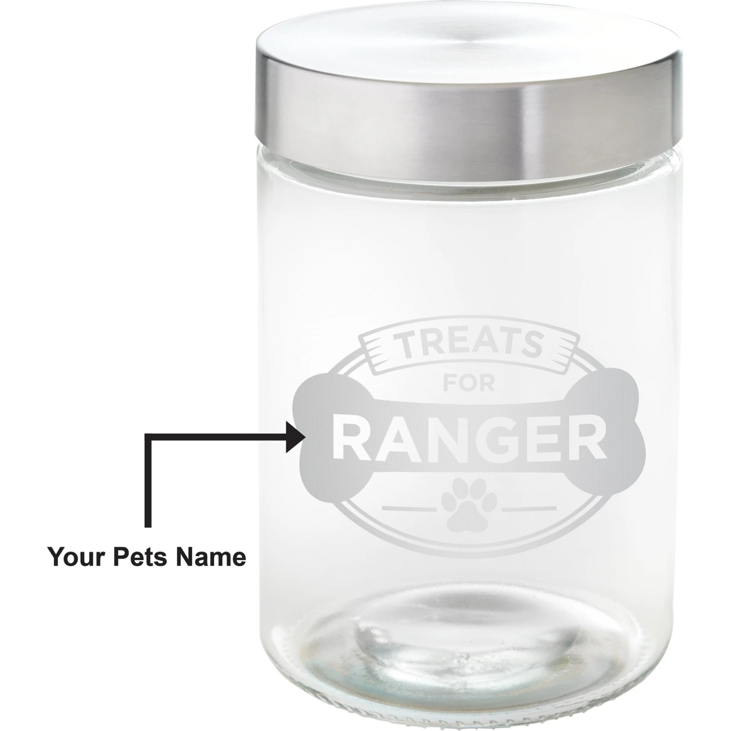 Frisco "Doggie Treats" Glass Personalized Treat Jar With Lid, 5 Cup, 40oz 3 Frisco "Doggie Treats" Glass Personalized Treat Jar With Lid, 5 Cup, 40oz - Image 3