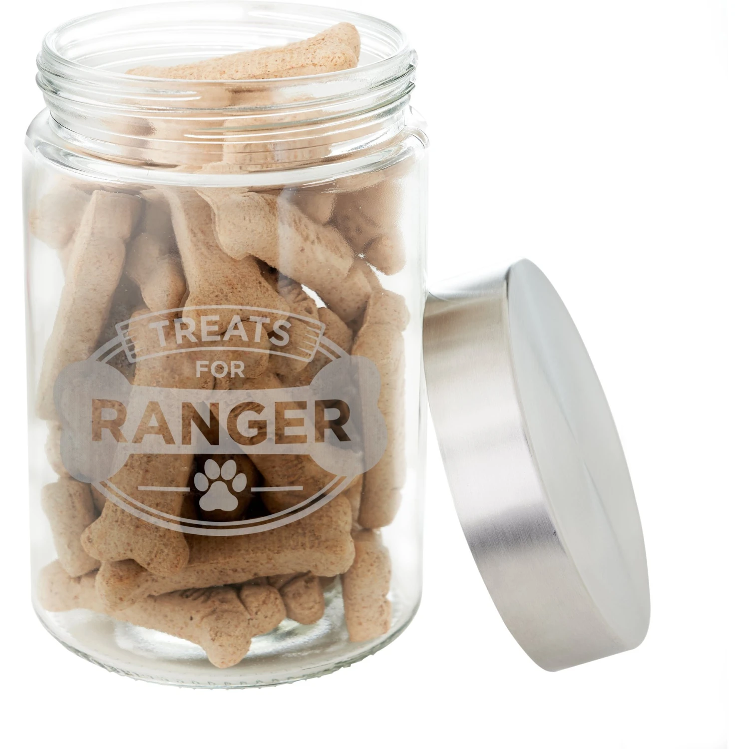 Frisco "Doggie Treats" Glass Personalized Treat Jar With Lid, 5 Cup, 40oz 4 Frisco "Doggie Treats" Glass Personalized Treat Jar With Lid, 5 Cup, 40oz - Image 4