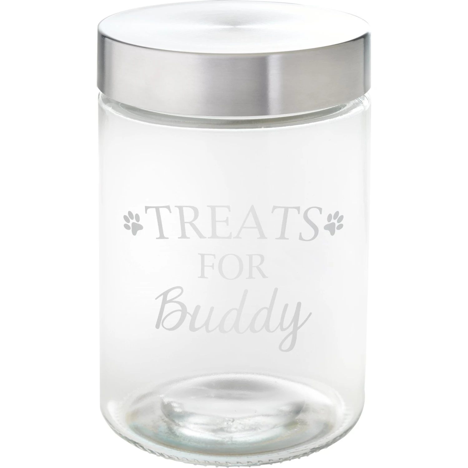 Frisco Paw Print Glass Personalized Treat Jar With Lid, 5 Cup, 40oz 1 Frisco Paw Print Glass Personalized Treat Jar With Lid, 5 Cup, 40oz