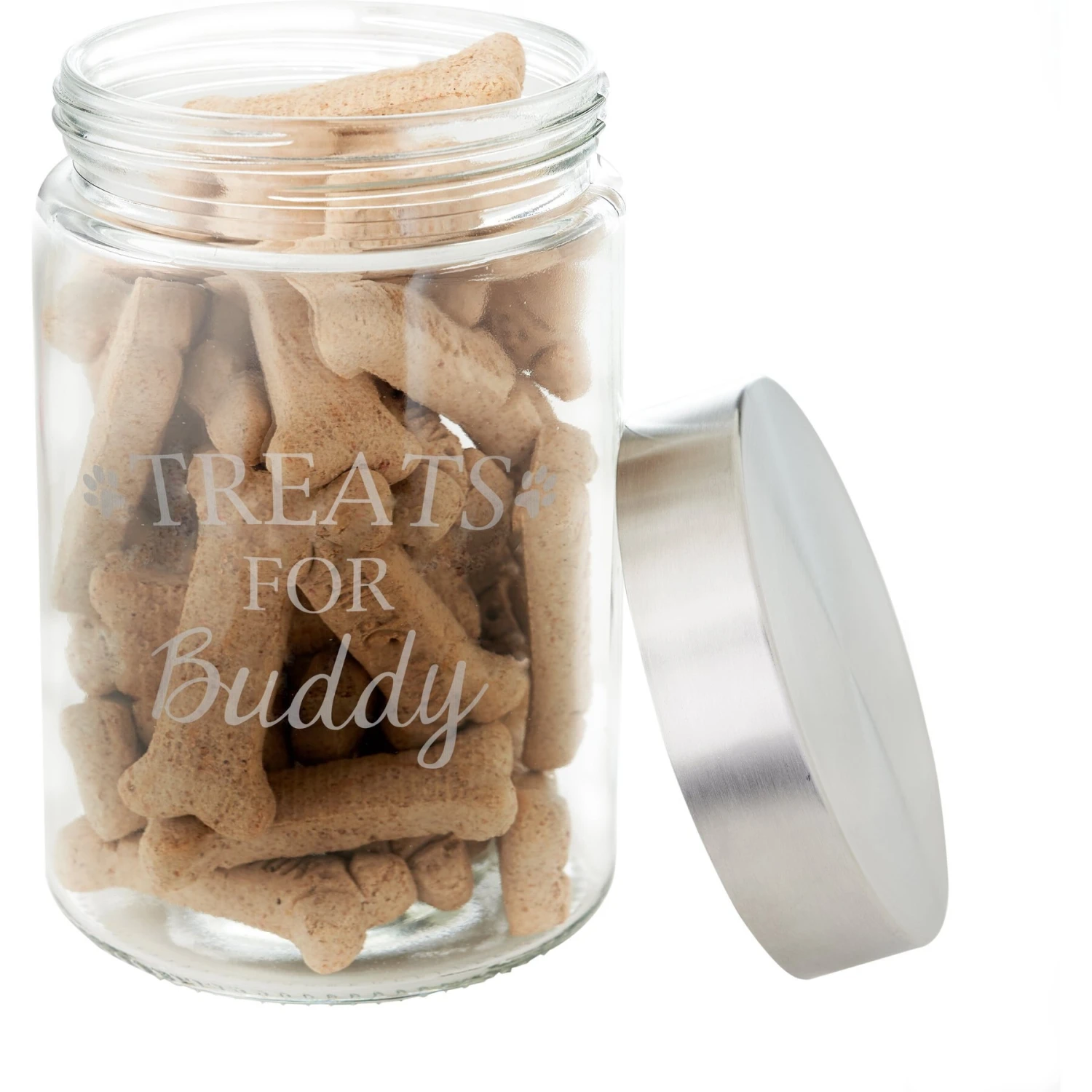 Frisco Paw Print Glass Personalized Treat Jar With Lid, 5 Cup, 40oz 4 Frisco Paw Print Glass Personalized Treat Jar With Lid, 5 Cup, 40oz - Image 4