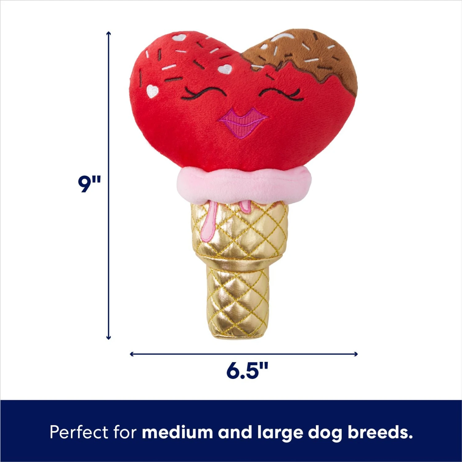 Frisco Valentine Ice Cream Plush Squeaky Dog Toy 2 Frisco Valentine Ice Cream Plush Squeaky Dog Toy - Image 2
