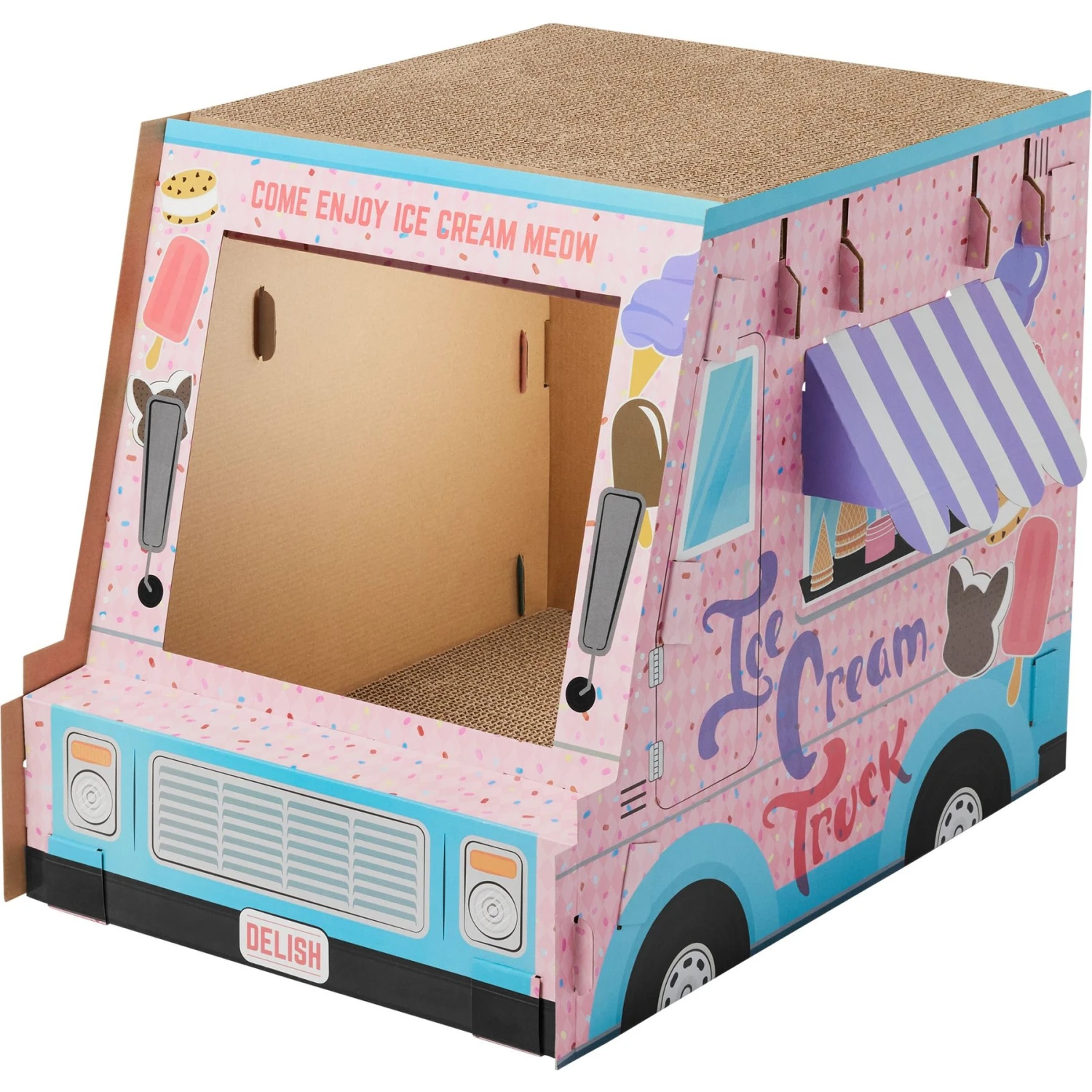 Frisco Ice Cream Truck Cardboard Cat House, 2-Story 1 Frisco Ice Cream Truck Cardboard Cat House, 2-Story
