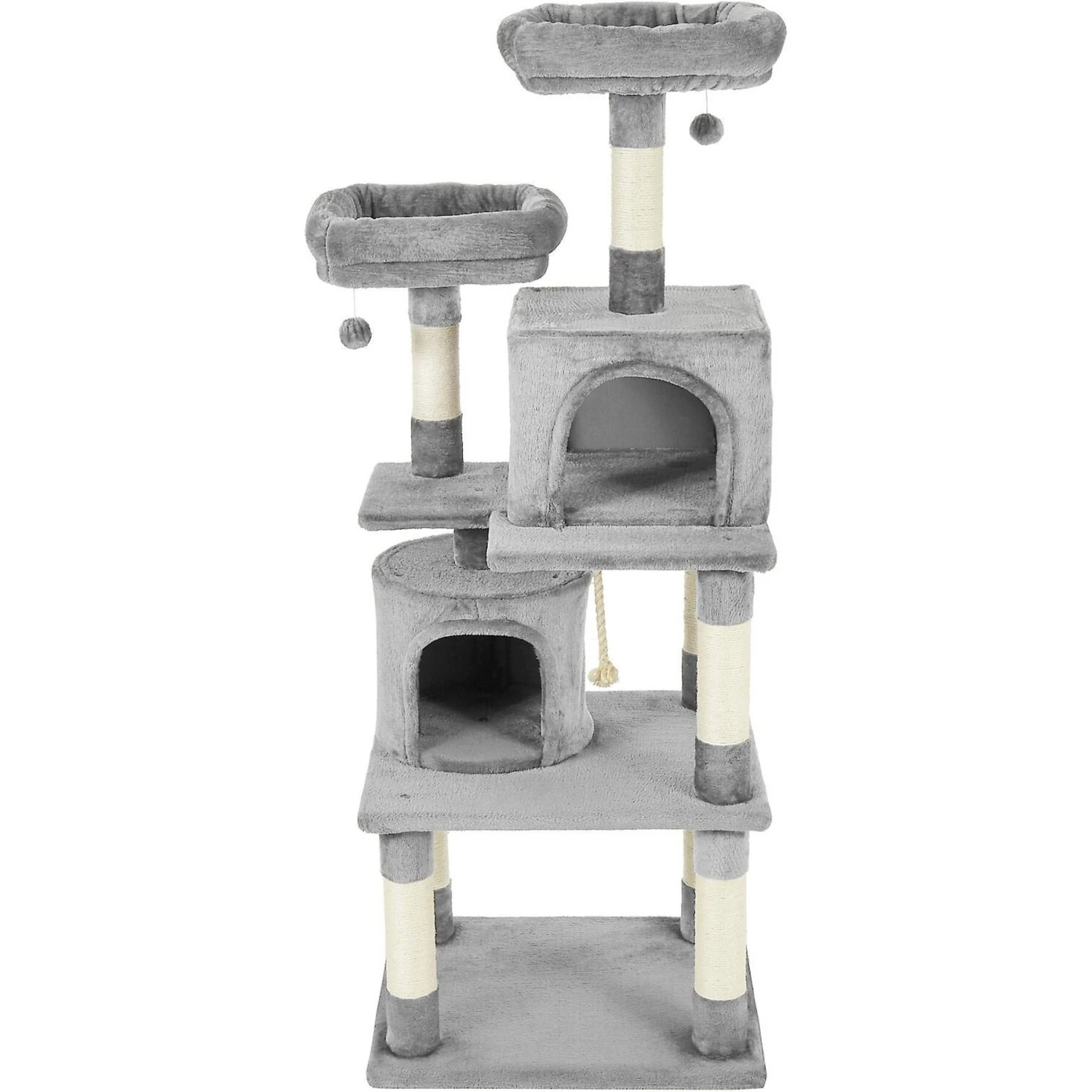 Frisco 61-in Faux Fur Cat Tree & Condo & Frisco 38-in Cat Tree With Condo, Top Perch & Toy 2 Frisco 61-in Faux Fur Cat Tree & Condo & Frisco 38-in Cat Tree With Condo, Top Perch & Toy - Image 2