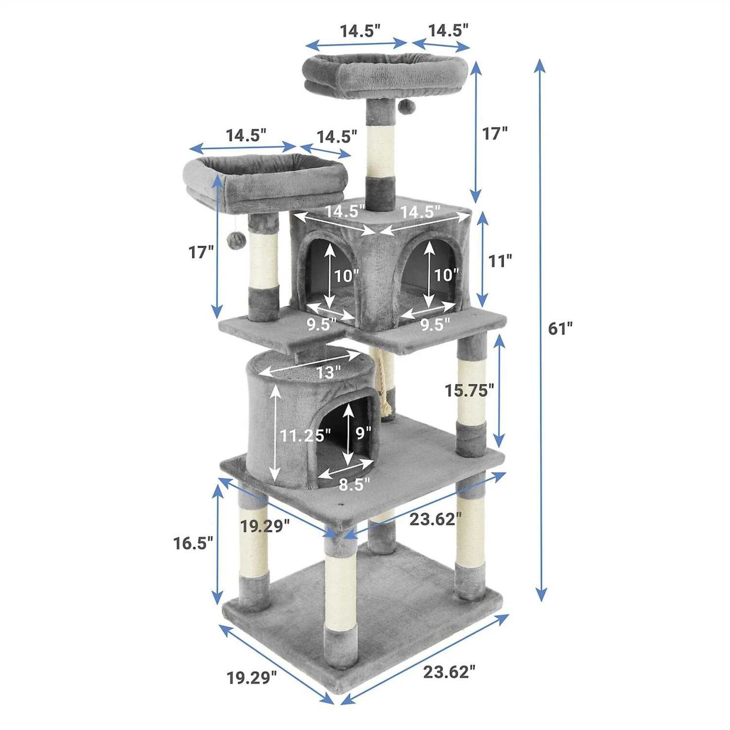 Frisco 61-in Faux Fur Cat Tree & Condo & Frisco 38-in Cat Tree With Condo, Top Perch & Toy 3 Frisco 61-in Faux Fur Cat Tree & Condo & Frisco 38-in Cat Tree With Condo, Top Perch & Toy - Image 3