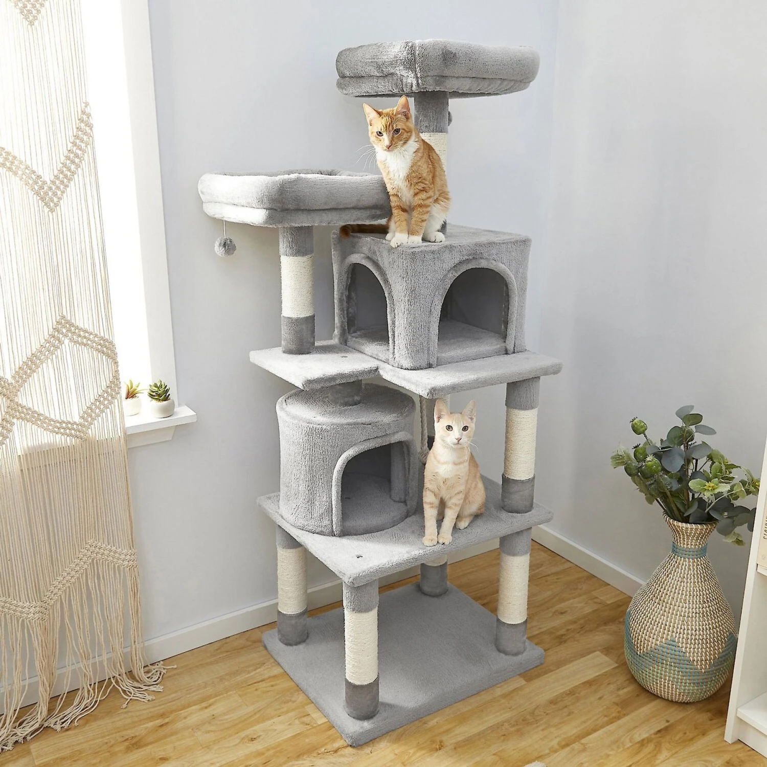 Frisco 61-in Faux Fur Cat Tree & Condo & Frisco 38-in Cat Tree With Condo, Top Perch & Toy 5 Frisco 61-in Faux Fur Cat Tree & Condo & Frisco 38-in Cat Tree With Condo, Top Perch & Toy - Image 5