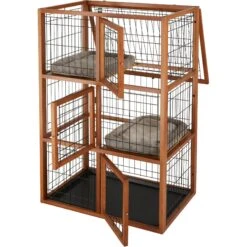 Frisco Collapsible Wood & Wire Cat Cage Playpen, 3 Level -Frisco 323215 PT3. AC SS1800 V1645497221