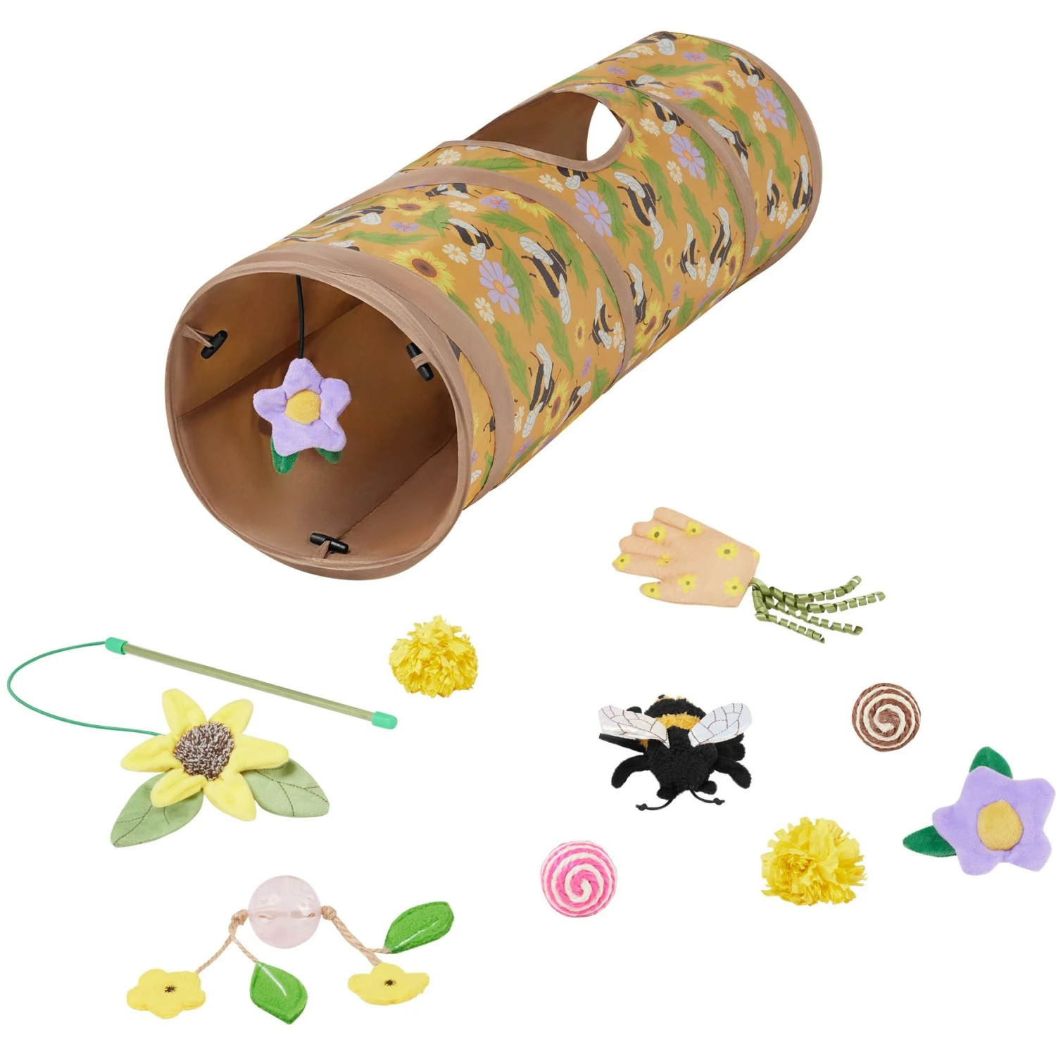 Frisco Spring Plush, Teaser, Ball & Tunnel Variety Pack Cat Toy With Catnip, 10 Count 1 Frisco Spring Plush, Teaser, Ball & Tunnel Variety Pack Cat Toy With Catnip, 10 Count