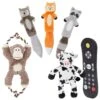 Frisco Forest Friends Stuffing-Free Skinny Plush Squeaky Dog Toy + 3 Items