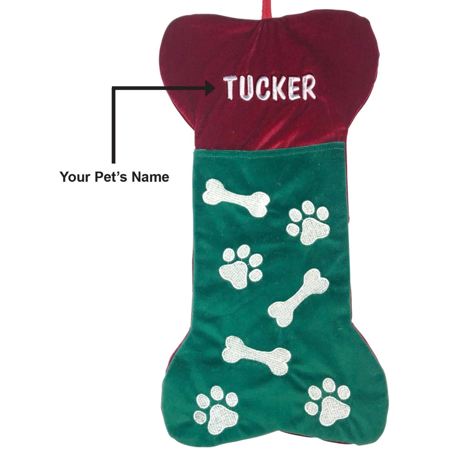 Frisco Personalized Bone Shaped Holiday Dog Stocking 3 Frisco Personalized Bone Shaped Holiday Dog Stocking - Image 3
