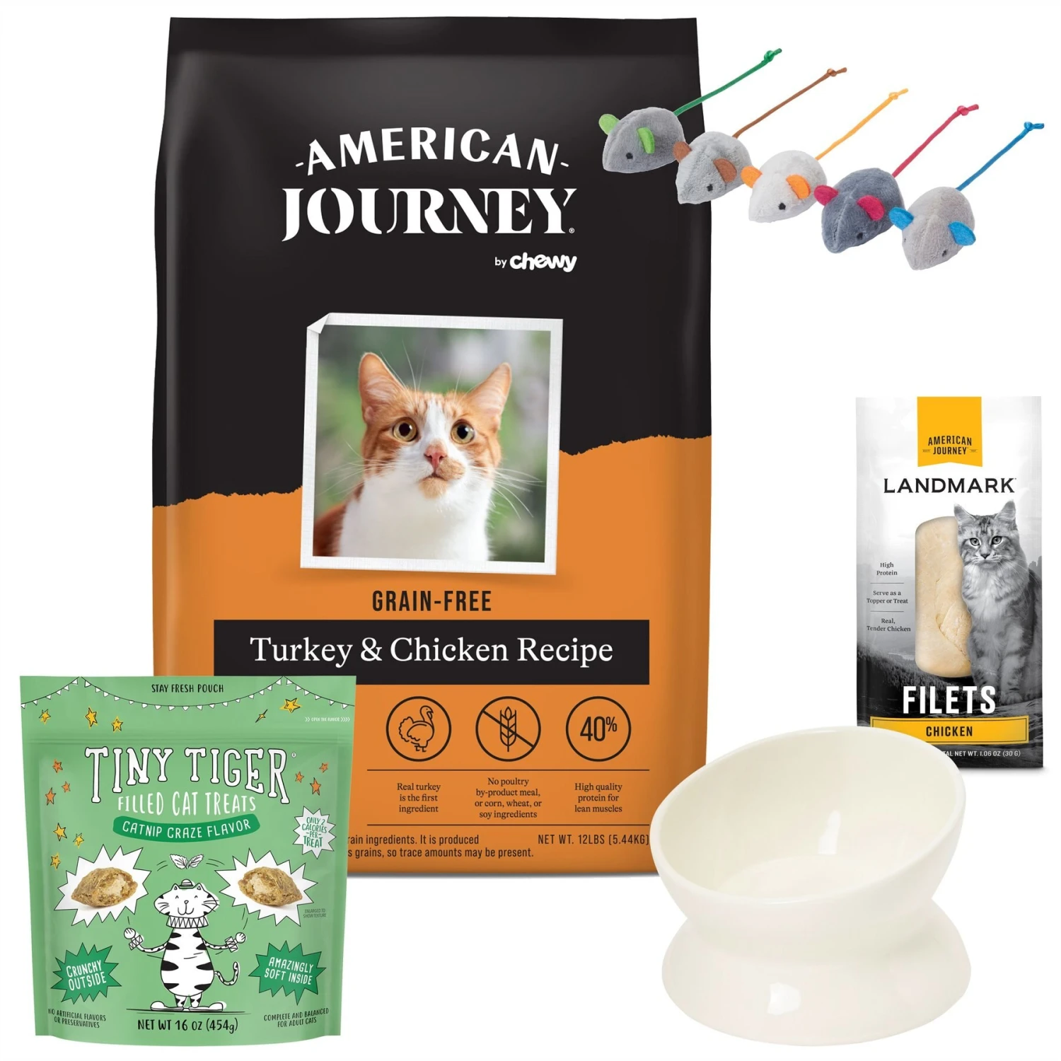 American Journey Turkey & Chicken Recipe Grain-Free Dry Cat Food + 4 Items 1 American Journey Turkey & Chicken Recipe Grain-Free Dry Cat Food + 4 Items