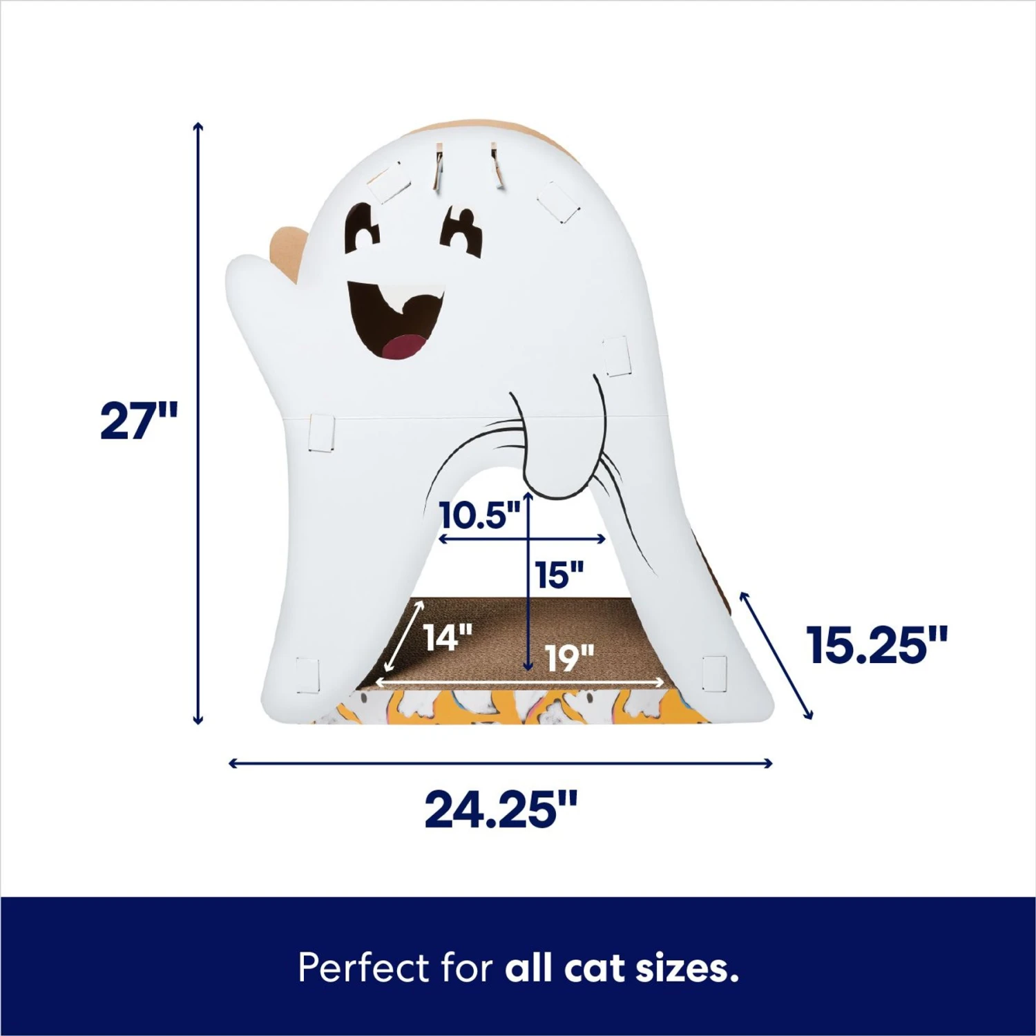 Frisco Halloween Cutie Ghost Cardboard Cat House With Catnip 2 Frisco Halloween Cutie Ghost Cardboard Cat House With Catnip - Image 2