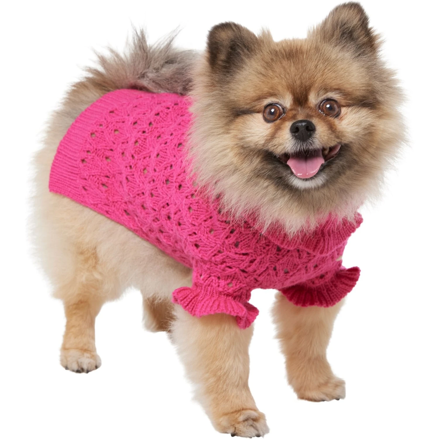 Frisco Ruffle Knit Pointelle Dog & Cat Turtleneck Sweater 3 Frisco Ruffle Knit Pointelle Dog & Cat Turtleneck Sweater - Image 3