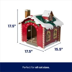 Frisco Holiday Log Cabin Cardboard Cat House & Frisco Holiday Santa's Workshop Cardboard Cat House -Frisco 986198 PT6. AC SS1800 V1698257736